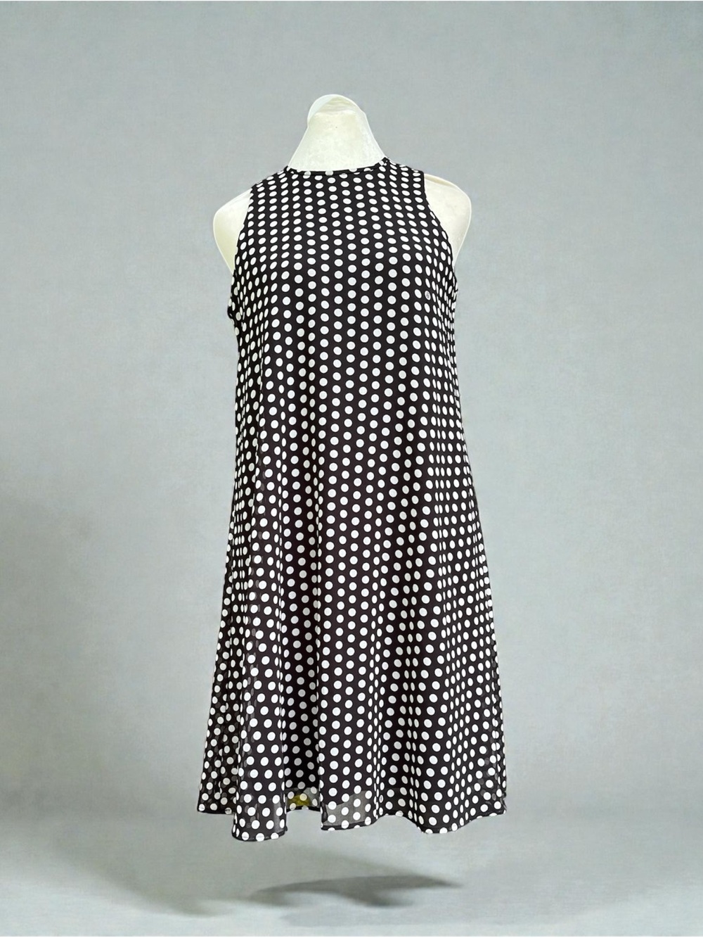 Tommy Hilfiger Trapeze Black & White Polka Dot Keyhole Back Dress Size 2